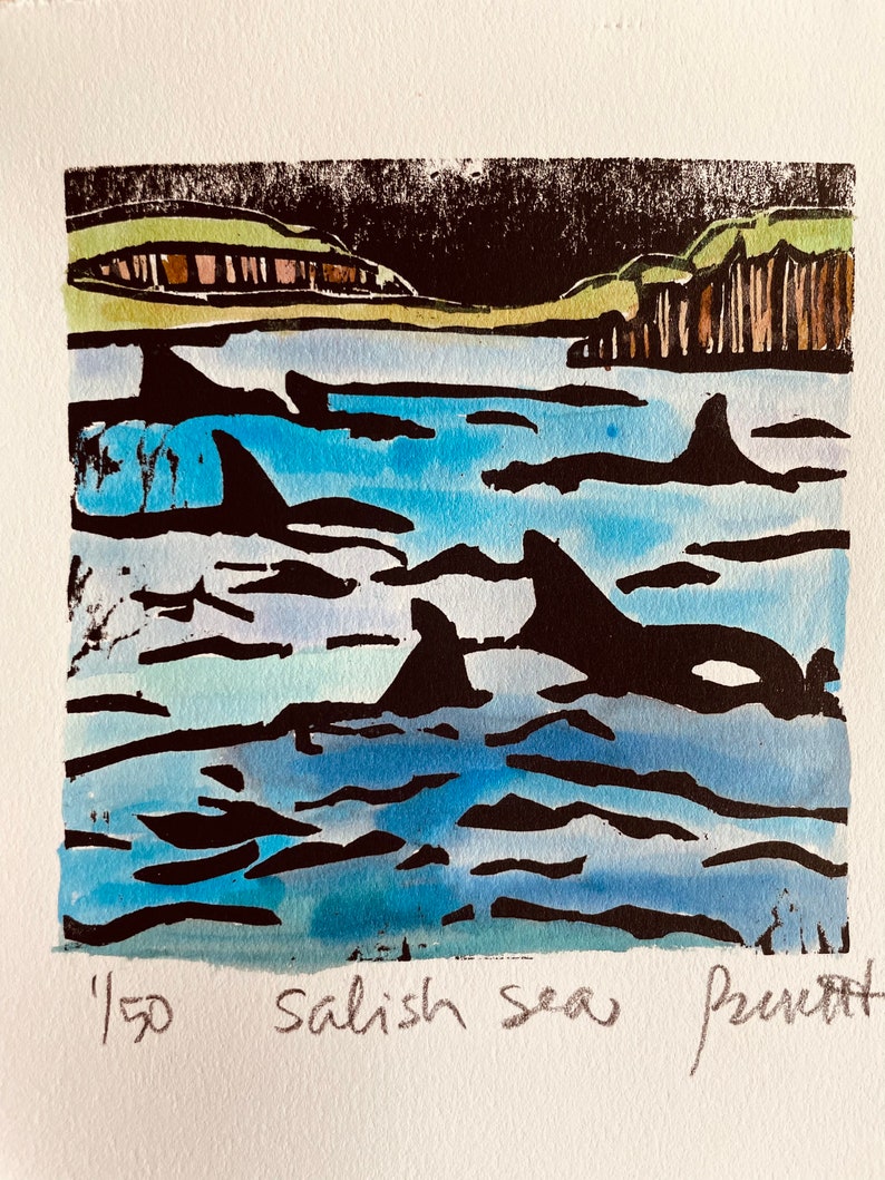 Salish Sea - original woodblock print.  *RESERVED - FIONA*.    (Please message me if you want to buy one- I do have more!)