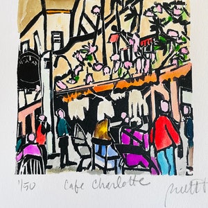 Cafe Charlotte - Woodblock print