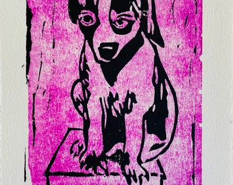 Joan Brown’s Dog - original linocut