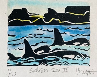 Salish Sea II - original linocut