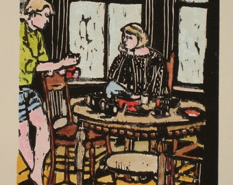 Beach House Breakfast - Original Woodblock Print