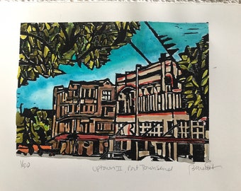 Uptown II, Port Townsend - original woodblock print.