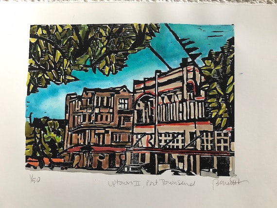 Uptown II, Port Townsend - original woodblock print.