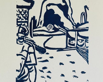 Backstreet to Haystack - original linocut