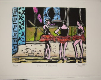 Dress Rehearsal - Original Woodblock Print