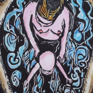 Night Bath - Original Woodblock Print