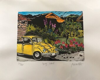 Bug Love - original woodblock print