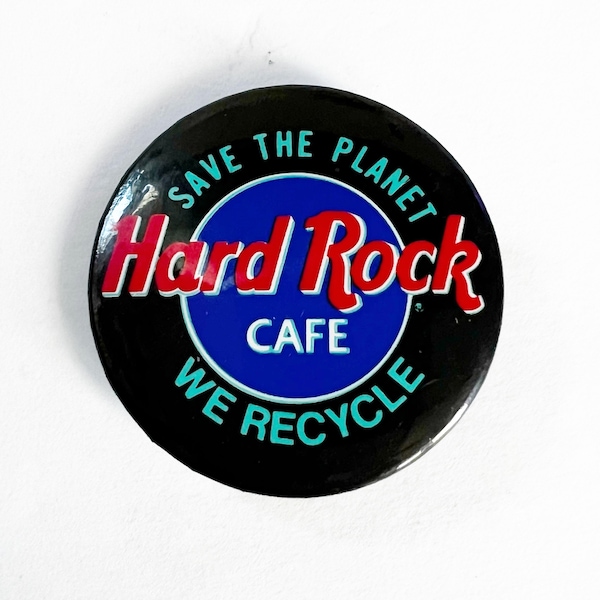 Vintage Hard Rock Cafe 90’s save the planet pin back button 1990's pinback button
