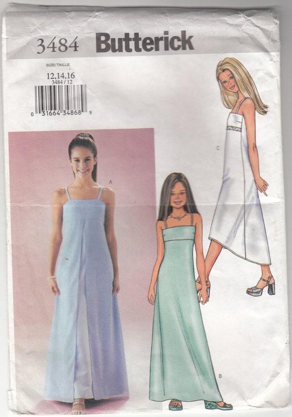 2002 Vintage Sewing Pattern Butterick Girls Dress Pattern 3484 Sizes 14 16  A Line Dress Pattern Evening Gown Pattern - Etsy