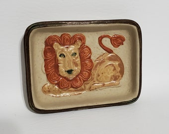 Takahashi Lion Trinket Dish Stoneware Ceramic Jewelry Storage