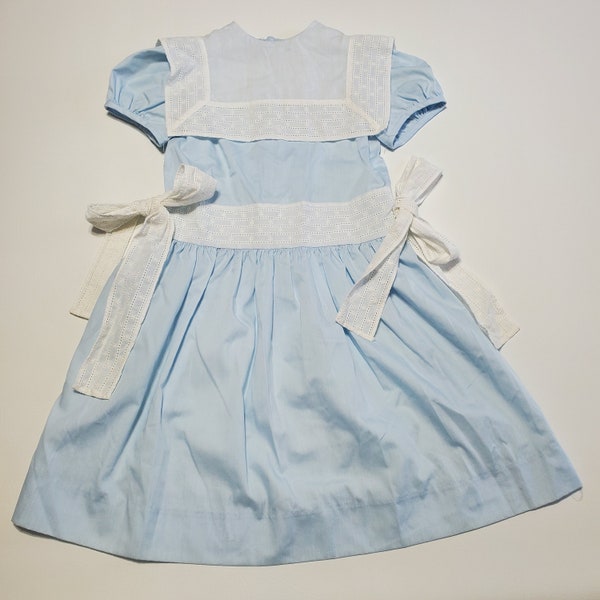 Robe-salopette Fille Funtasia Too Bleue à Chiots - Taille 6x - Velours Côtelé - Occasion Très Bon état