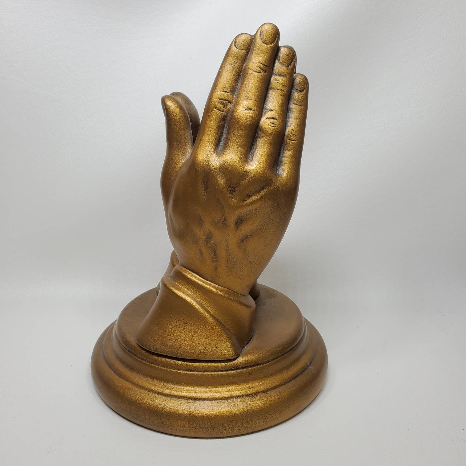 Ceramic Praying Hands Statue Religious Figure Shelf Decor Gold Etsy