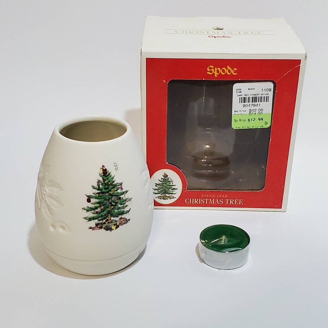 Spode Lithophane Fairy Lamp Christmas Tree Votive Candle Holder Royal