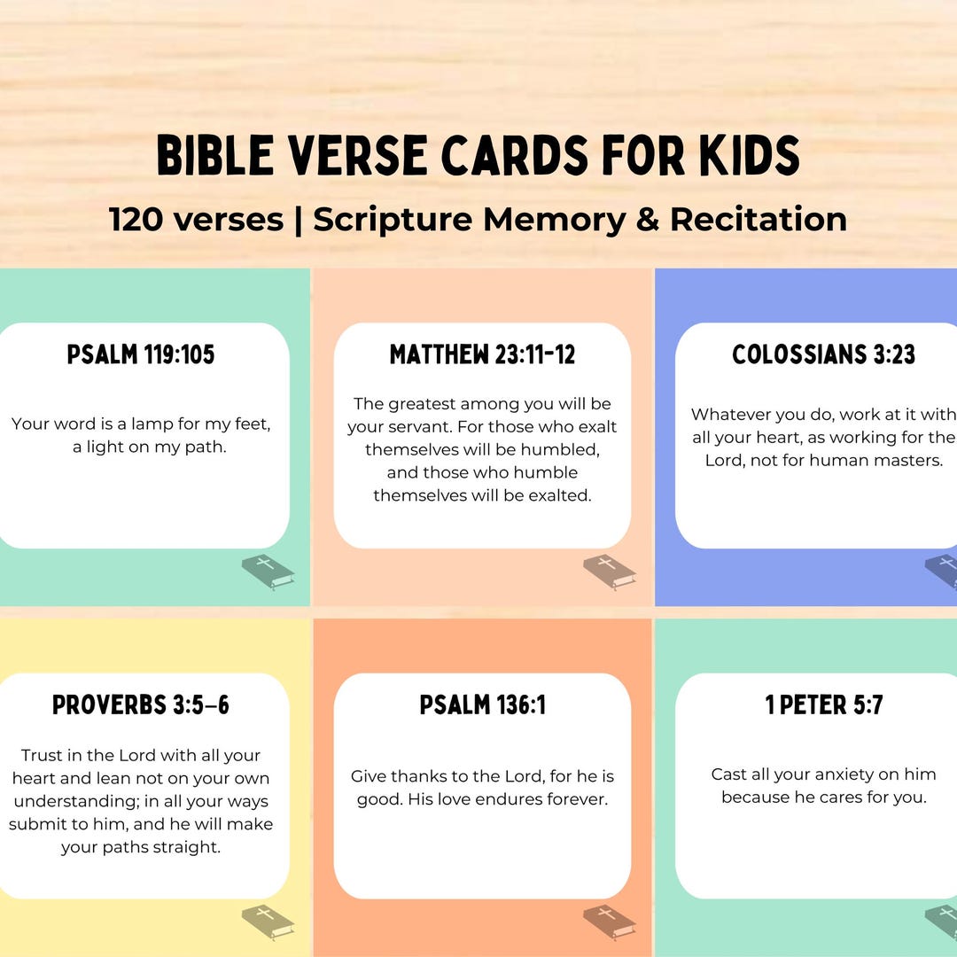 Bible Verse Cards | Kid's Scripture Memory & Recitation | Elementary ...