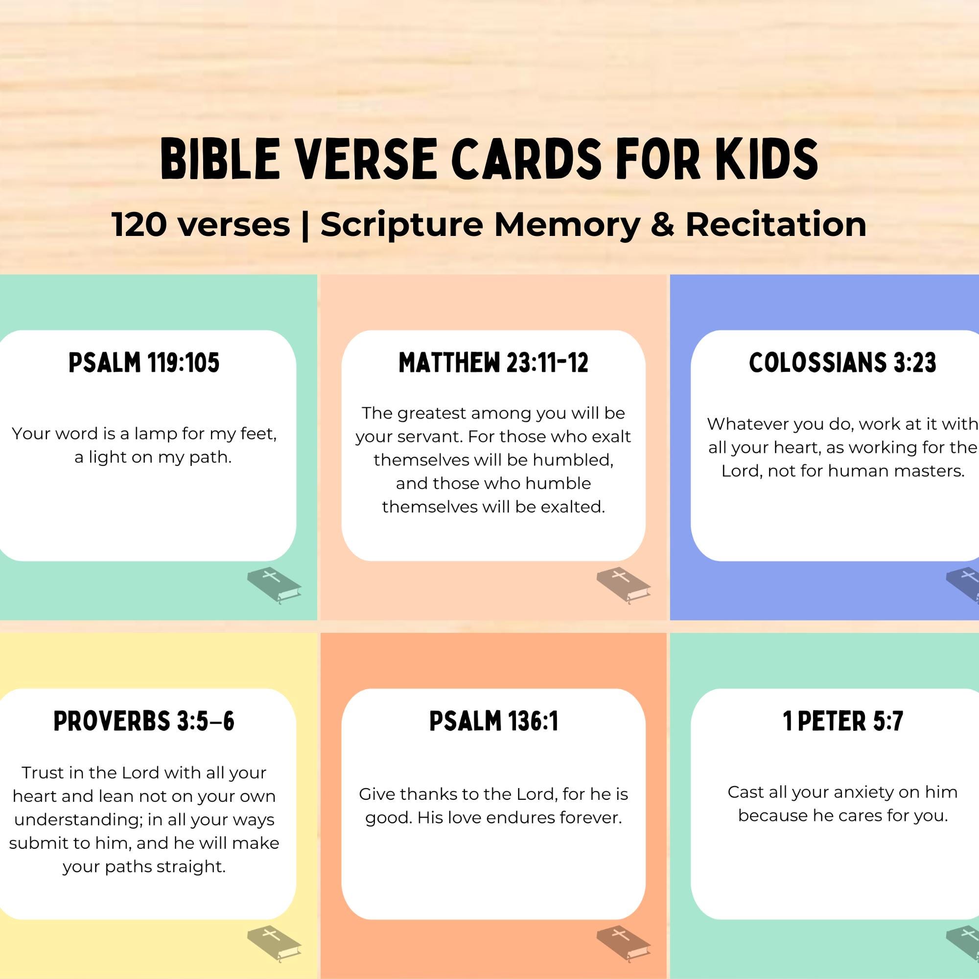 Bible Verse Cards | Kid's Scripture Memory & Recitation | Elementary ...
