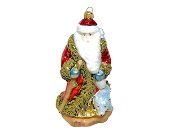 Silverado Christmas Ornament Made of Glass Santa with Polar Bear