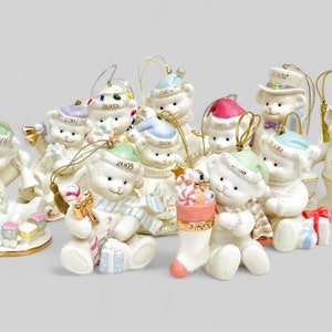 Collection of 11 Annual 2000 - 2010 Lenox TEDDY&#39;S Christmas Bear 3.5”- 4&quot; Ornaments - Without BOXes