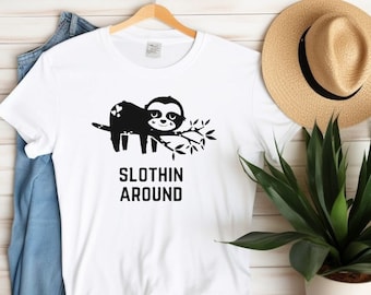 Lustige Faultier Grafik T-Shirt, niedliches Tier Shirt