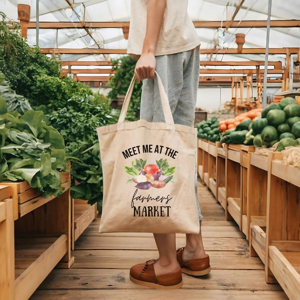 Farmers Market Canvas Tote Bag | Reusable Grocery Bag - Etsy