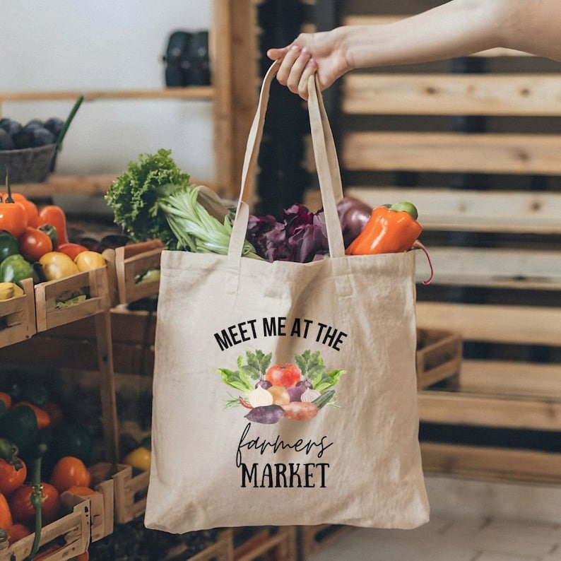 Farmers Market Canvas Tote Bag | Reusable Grocery Bag - Etsy