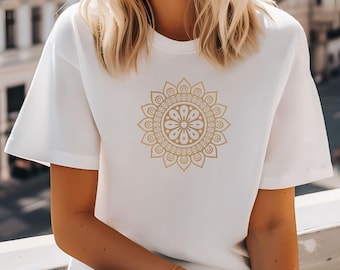 Buddhistisk mandala-t-shirt: Andlig harmonidesign