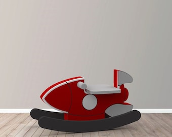 Rocket Rocking For Kids, Wooden Rocking Kids Gift