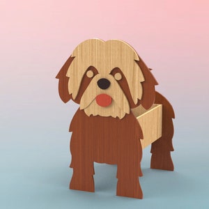 Süßer Übertopf in Hundeform aus Holz