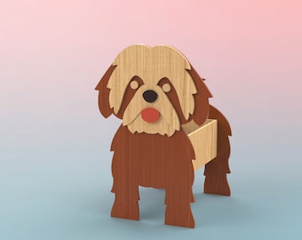 Cute Dog-Shaped Wooden Planter