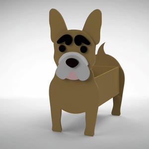 Französische Bulldogge Pflanzgefäß, digitale Formate, Laser geschnitten, Pflanzgefäß aus Holz