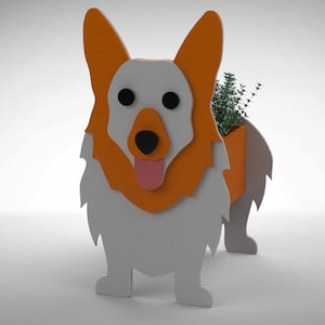 Corgis Planter, Holzpflanzer, Laser-Schnitt, digitale Datei