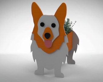 Corgis Planter, Holzpflanzer, Laser-Schnitt, digitale Datei
