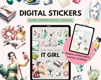 Digital Planner Stickers, Digital Sticker Book, That Girl Goodnotes Stickers, iPad Journal Stickers, It Girl PNG, Free Digital Planner