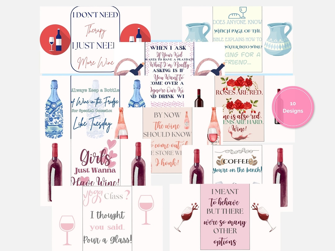 Printable Funny Wine Labels Bundle 10 Designs - Etsy