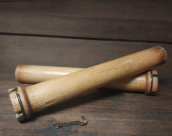 Dwie zabytkowe szpulki do szycia - Industrialne - Dekoracja