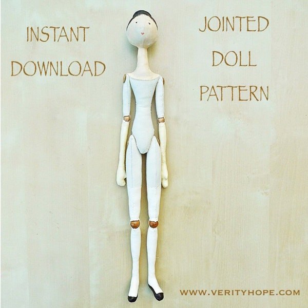 Cloth Peg Doll / Doll Pattern Wood doll / Bead Jointed cloth doll / sewing pattern / digital pattern /  historical doll / PERMISSION TO SELL