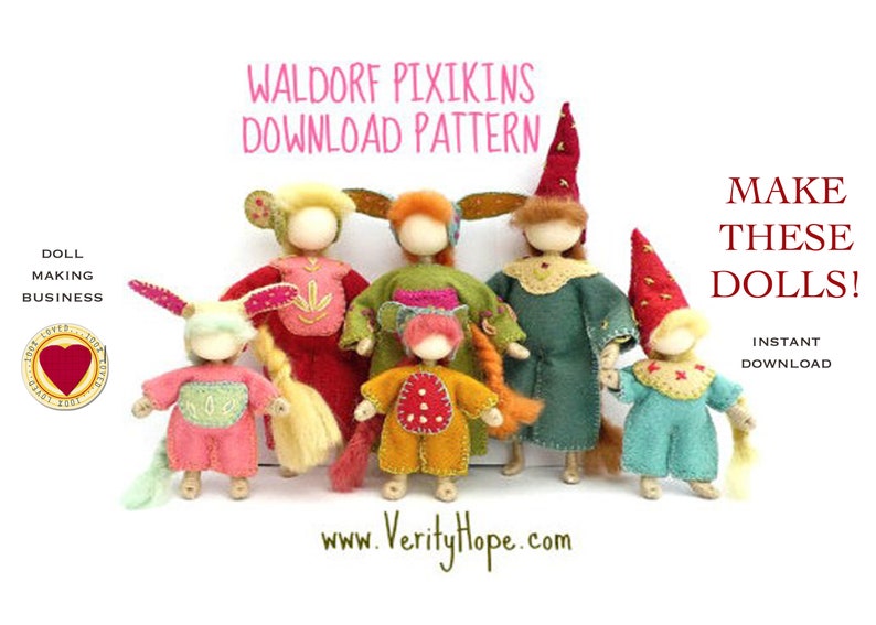 Waldorf inspired / bendy dolls / digitel pattern & tutorial / instant download pattern / mini dolls / felt doll pattern / PERMISSION TO SELL image 6