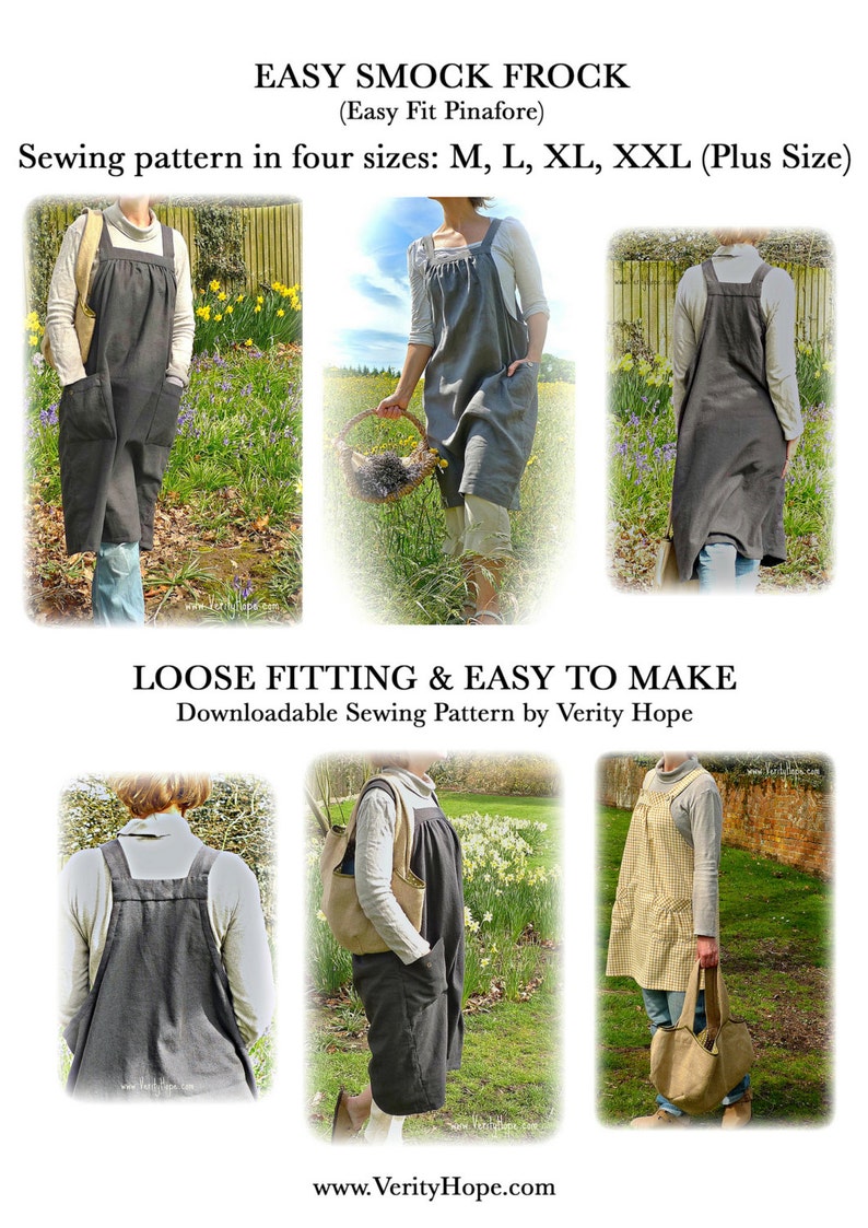 VERITY HOPE / Easy to sew / Easy Fit Pinafore / digital pattern / sewing pattern/ plus size / XL / large / medium image 2