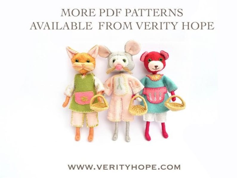 MONEY SAVING x4 pattern BUNDLE / Tutorial / Bendy dolls / Felt doll / animal dolls / Mini dolls / Instant download / pdf pattern / image 3