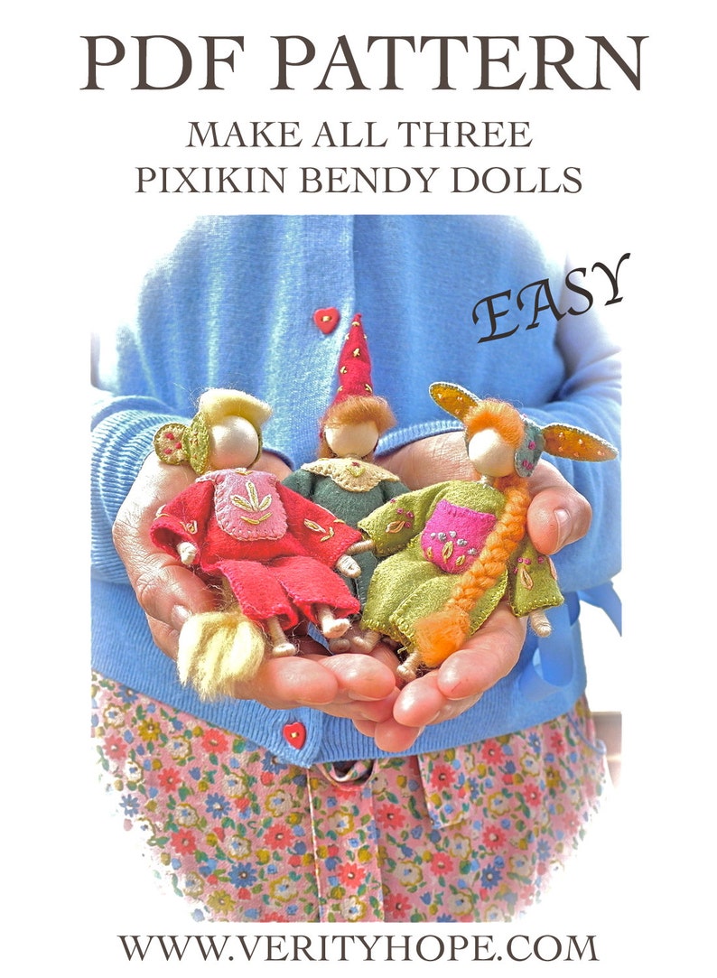Waldorf inspired / bendy dolls / digitel pattern & tutorial / instant download pattern / mini dolls / felt doll pattern / PERMISSION TO SELL image 3