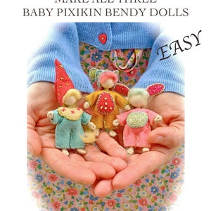 Waldorf inspired / bendy dolls / digitel pattern & tutorial / instant download pattern / mini dolls / felt doll pattern / PERMISSION TO SELL