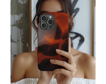 Funda para iPhone 17, 16e, 15, 14 Pro Max con diseño de carey, color naranja oscuro.