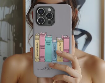 Funda de teléfono personalizada con estantería: regalo para amantes de los libros