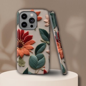 embroidered illusion case, flower design, embroidered illusion wildflowers, floral phone case,iPhone 15,14,13,12,11,15pro,15promax, samsung,