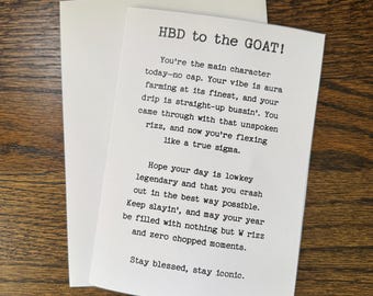 Funny Teen Slang Birthday Card – Aura, Rizz, Drip & More!