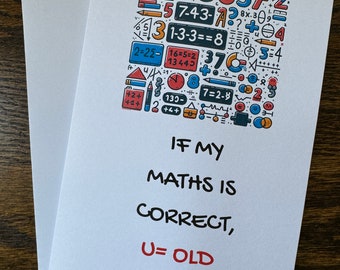 Funny Birthday Card Math U=OLD
