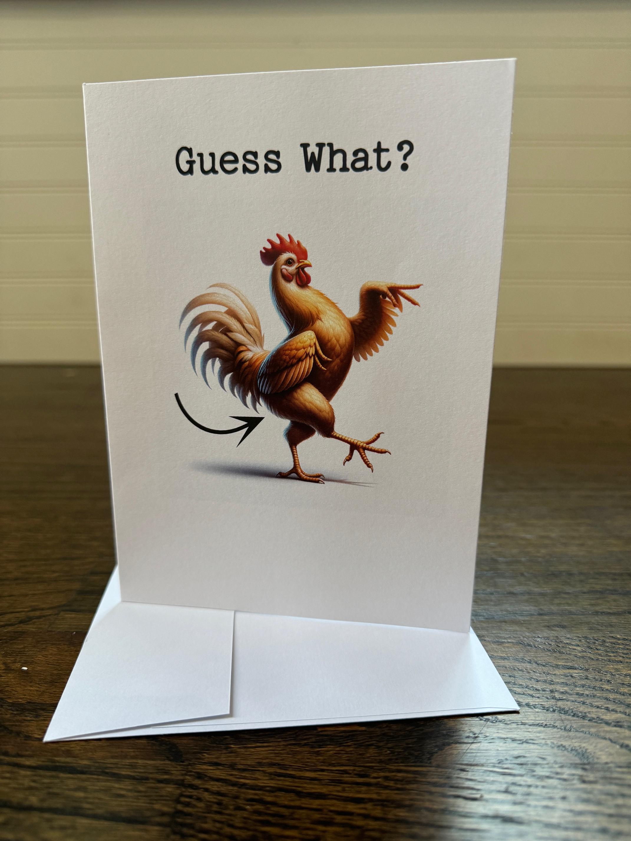 Lustige Geburtstagskarte 'Guess What? Chicken Butt!' - 12,7x17,8 Cm Mit Glänzender Vorderseite & Umschlag