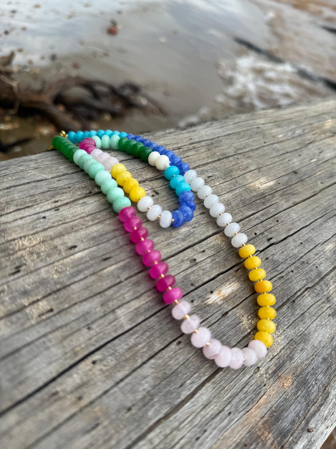Anthropologie Inspired Rondelle Candy Bead Rainbow Necklace +