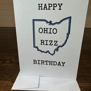 Ohio Rizz Backround Happy Ohio Rizz Birthday Greeting Card | Funny Outline of Ohio Design ...