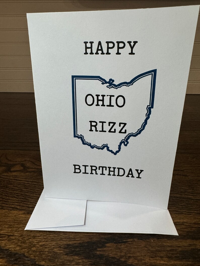 Ohio Rizz Backround Happy Ohio Rizz Birthday Greeting Card | Funny Outline of Ohio Design ...