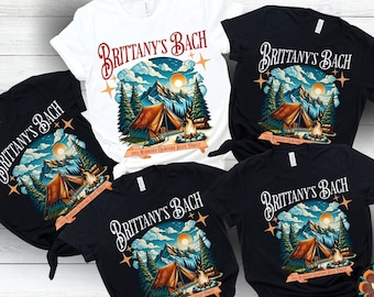 Custom Camping Bachelorette Shirts, Mountain Bride Tee Retro Lake Themed Bridal Party Gifts Camp Bachelorette Shirts Bridesmaids Camp Shirts